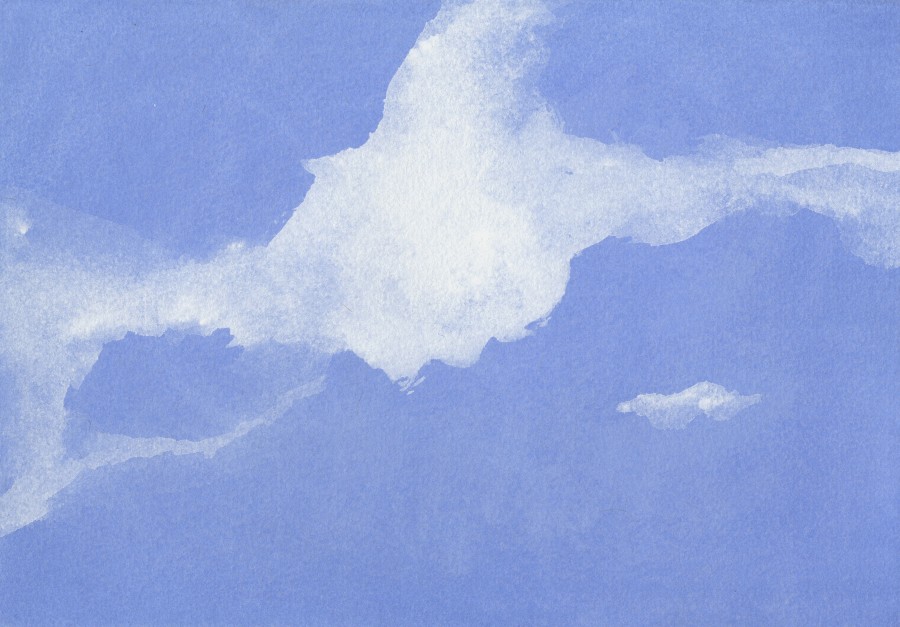 Olaf Nicolai, Wolken (2022), Aquarell auf B&uuml;tten